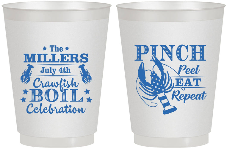 Personalized 4th Of July 16 oz Frosted Cups - Pink Peel Crawfish | 220011