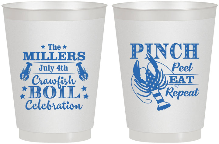 Personalized 4th Of July 16 oz Frosted Cups - Pink Peel Crawfish | 220011
