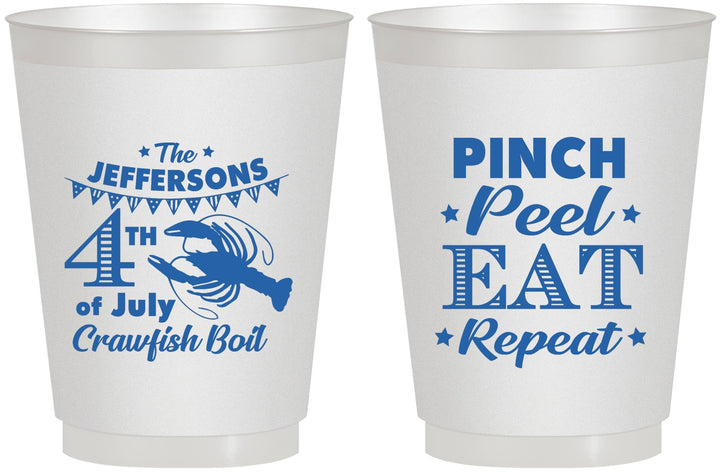 Personalized 4th Of July 16 oz Frosted Cups - Pink Peel Crawfish | 220015