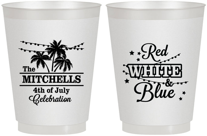 Personalized 4th Of July 16 oz Frosted Cups - Beach Stars Stripes | 220020