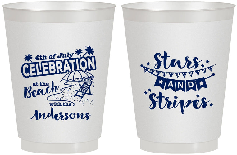 Personalized 4th Of July 16 oz Frosted Cups - Fireworks | 220021