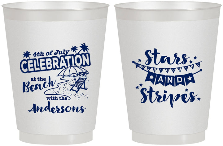 Personalized 4th Of July 16 oz Frosted Cups - Fireworks | 220021