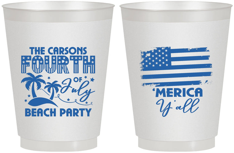 Personalized 4th Of July 16 oz Frosted Cups - Beach Merica Yall | 220027