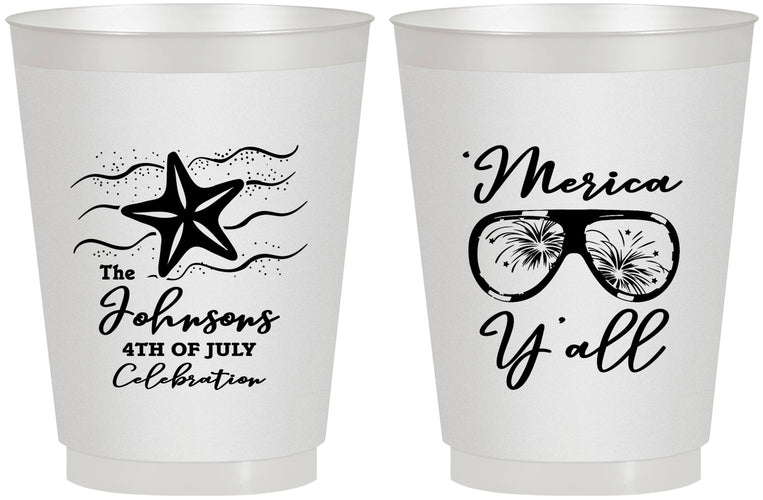 Personalized 4th Of July 16 oz Frosted Cups - Beach Merica Yall | 220028