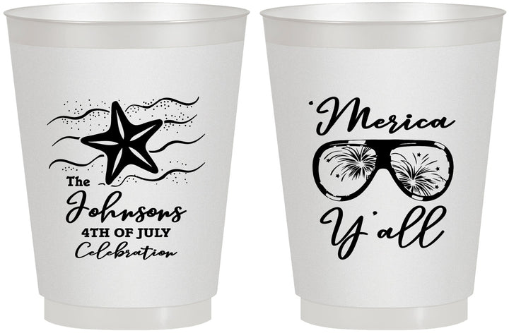 Personalized 4th Of July 16 oz Frosted Cups - Beach Merica Yall | 220028