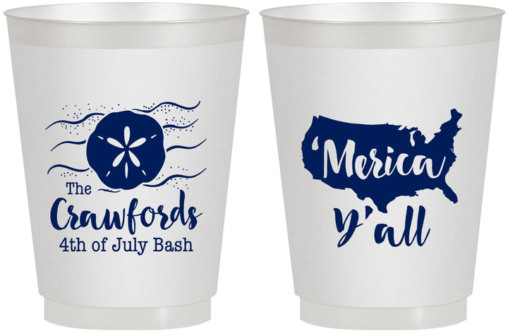 Personalized 4th Of July 16 oz Frosted Cups - Beach Merica Yall | 220029