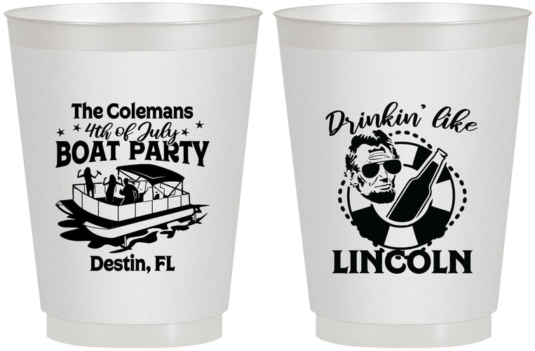 Personalized 4th Of July 16 oz Frosted Cups - Drinkin Like Lincoln | 220032