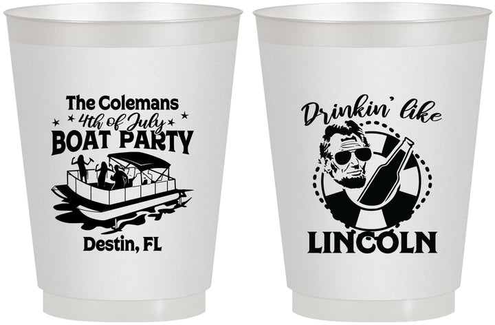 Personalized 4th Of July 16 oz Frosted Cups - Drinkin Like Lincoln | 220032