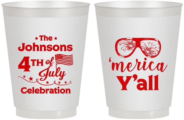 Personalized 4th Of July 16 oz Frosted Cups - Merica Yall | 220034