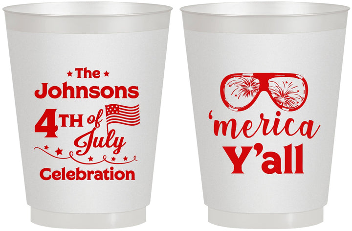 Personalized 4th Of July 16 oz Frosted Cups - Merica Yall | 220034