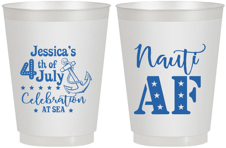 Personalized 4th Of July 16 oz Frosted Cups - Nautical Anchor | 220035