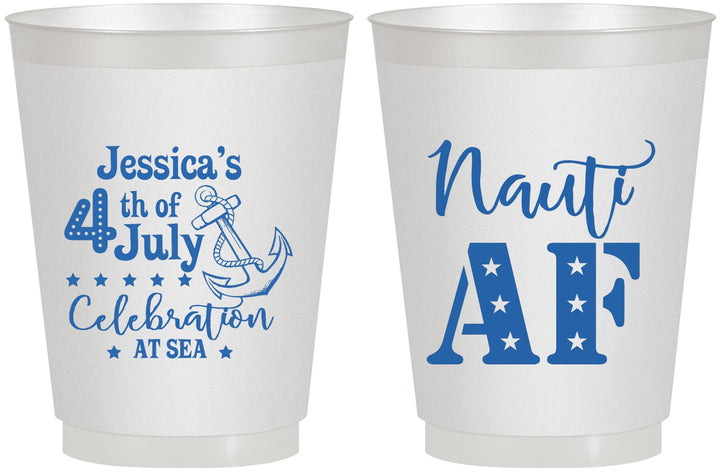 Personalized 4th Of July 16 oz Frosted Cups - Nautical Anchor | 220035