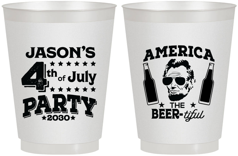 Personalized 4th Of July 16 oz Frosted Cups - Bbq Lincoln | 220036