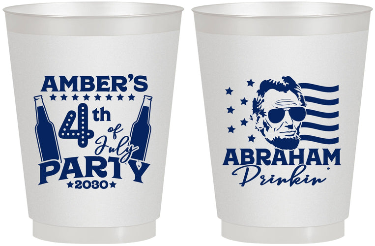 Personalized 4th Of July 16 oz Frosted Cups - Abraham Drinkin | 220037