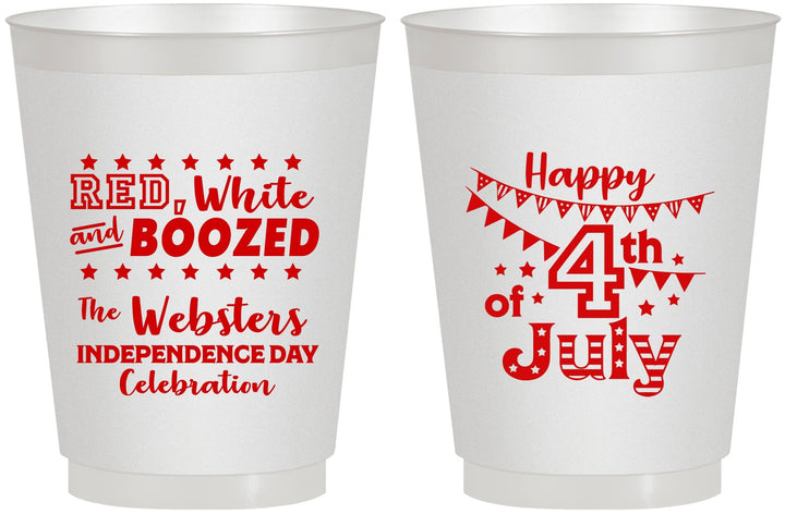 Personalized 4th Of July 16 oz Frosted Cups - Red White Booze | 220042