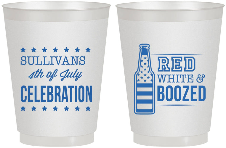 Personalized 4th Of July 16 oz Frosted Cups - Red White Booze | 220043