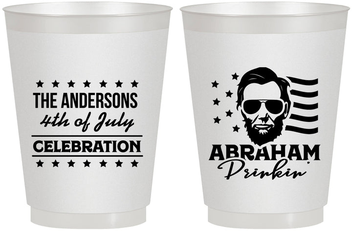Personalized 4th Of July 16 oz Frosted Cups - Abraham Drinkin | 220044