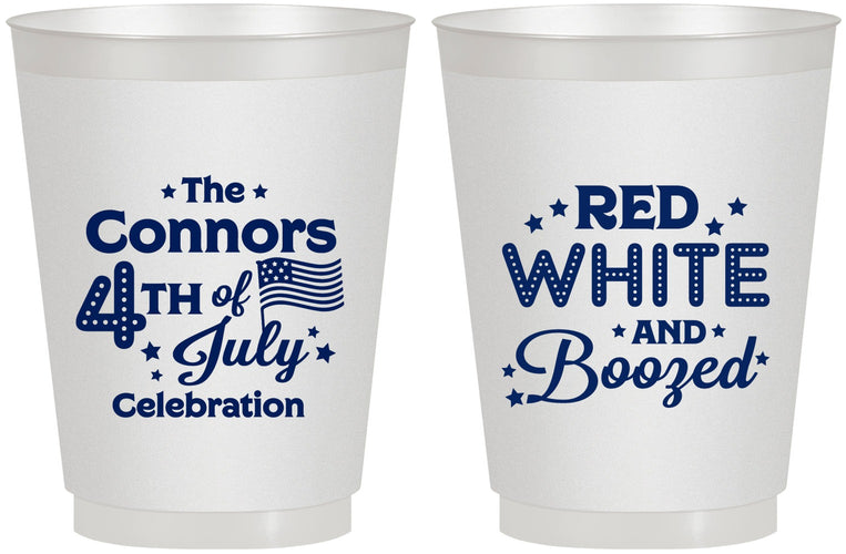 Personalized 4th Of July 16 oz Frosted Cups - Red White Booze | 220045