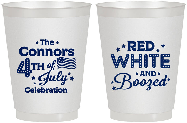 Personalized 4th Of July 16 oz Frosted Cups - Red White Booze | 220045