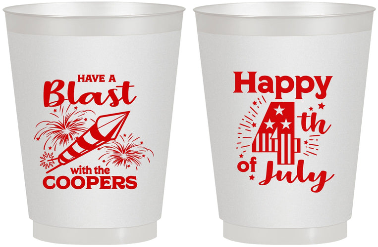 Personalized 4th Of July 16 oz Frosted Cups - Fireworks | 220046