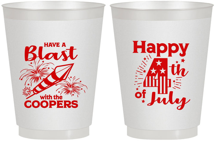 Personalized 4th Of July 16 oz Frosted Cups - Fireworks | 220046