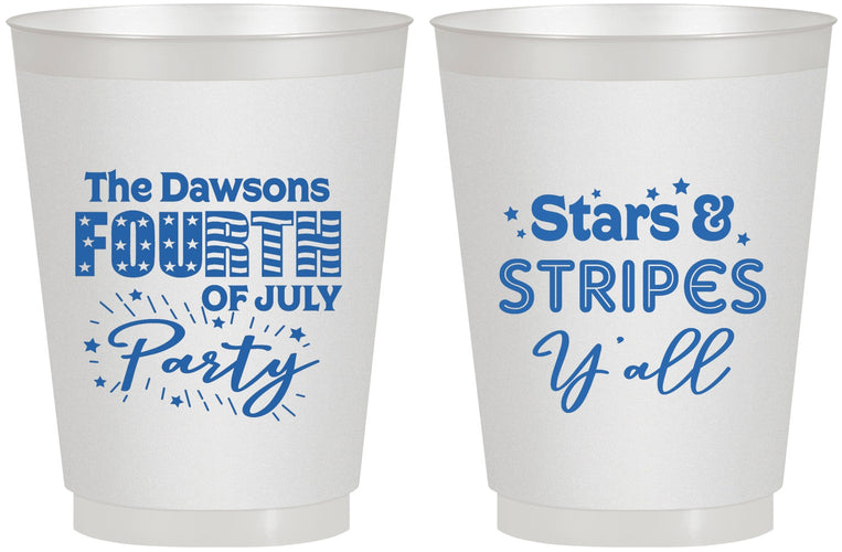 Personalized 4th Of July 16 oz Frosted Cups - Stars Stripes | 220047