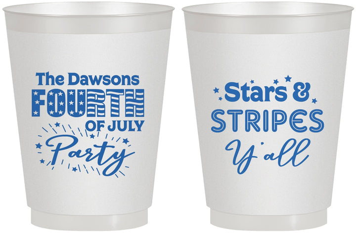 Personalized 4th Of July 16 oz Frosted Cups - Stars Stripes | 220047