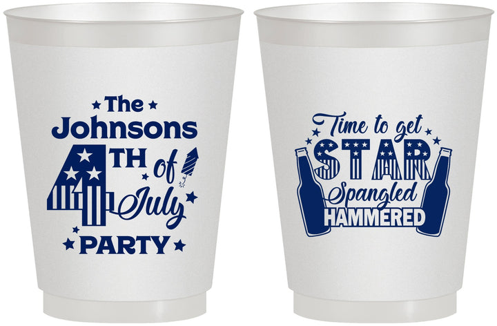 Personalized 4th Of July 16 oz Frosted Cups - Star Spangled Hammered | 220049