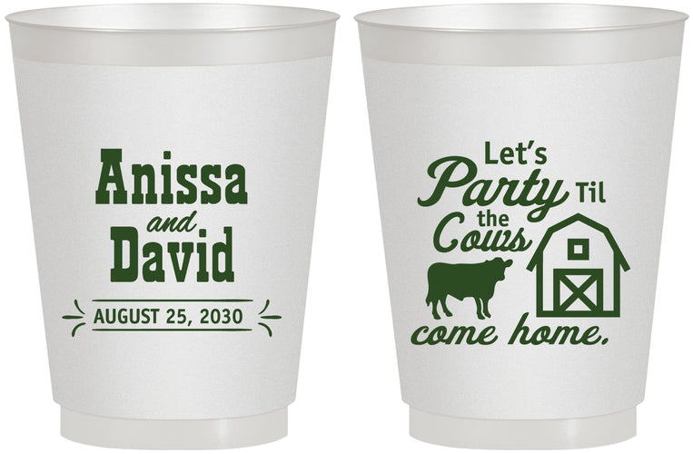 Personalized Wedding 16 oz Frosted Cups - Party Til The Cows Come Home | 222