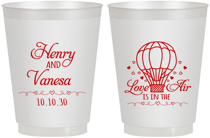 Personalized Wedding 16 oz Frosted Cups - Hot Air Balloon | 225