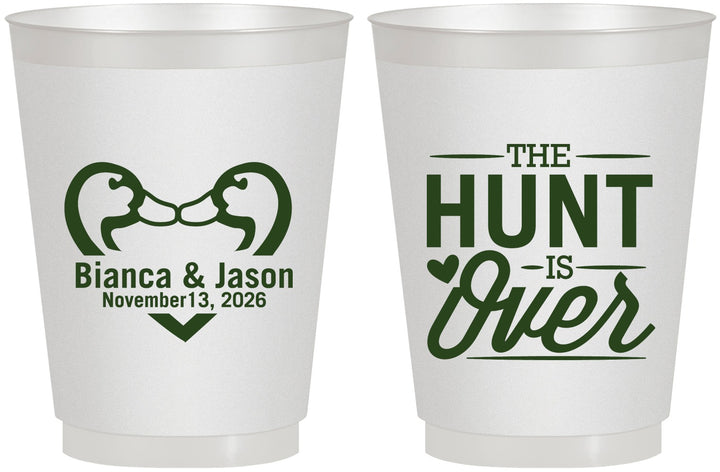 Personalized Wedding 16 oz Frosted Cups - The Hunt Is Over Duck | 227