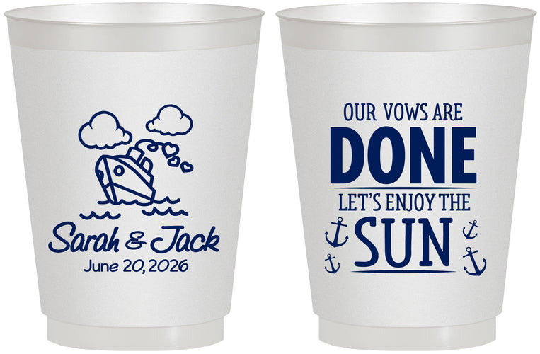 Personalized Wedding 16 oz Frosted Cups - Vows Are Done Cruise | 229