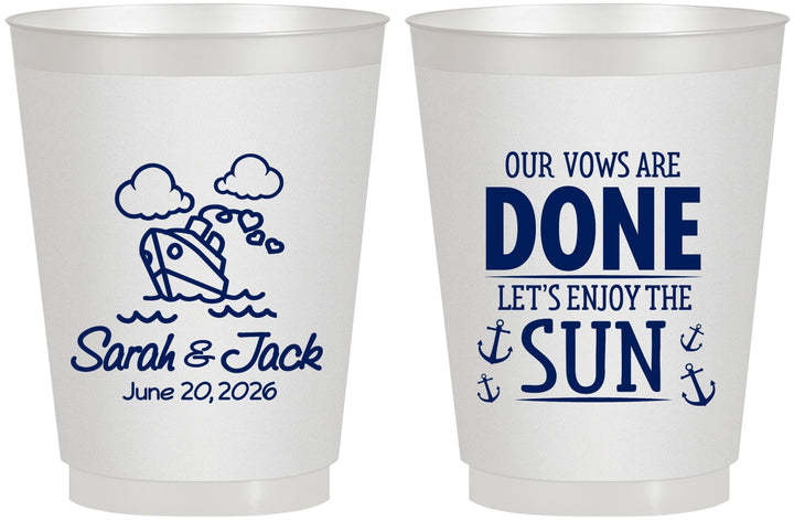 Personalized Wedding 16 oz Frosted Cups - Vows Are Done Cruise | 229