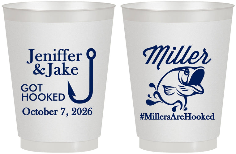 Personalized Wedding 16 oz Frosted Cups - Got Hook Fish | 230