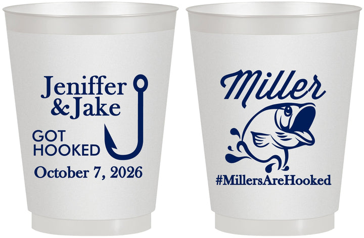 Personalized Wedding 16 oz Frosted Cups - Got Hook Fish | 230