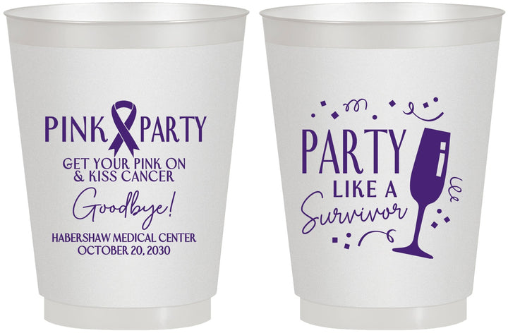 Personalized Awareness 16 oz Frosted Cups - Pink Party | 230000