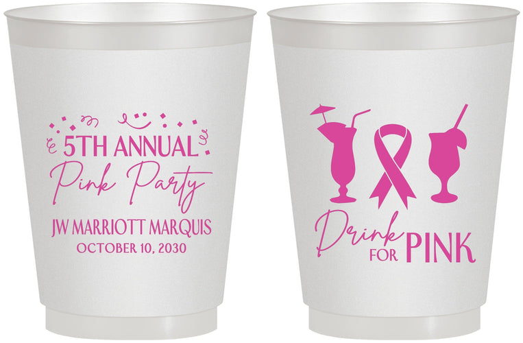 Personalized Awareness 16 oz Frosted Cups - Drink For Pink | 230001