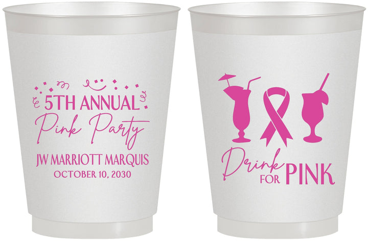 Personalized Awareness 16 oz Frosted Cups - Drink For Pink | 230001
