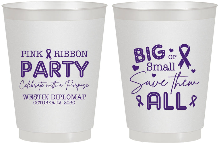 Personalized Awareness 16 oz Frosted Cups - Pink Ribbon | 230004