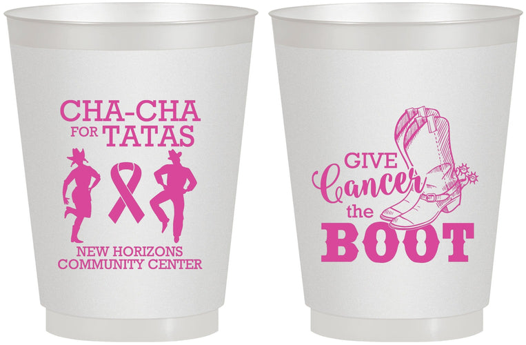 Personalized Awareness 16 oz Frosted Cups - Give Cancer A Boot | 230011