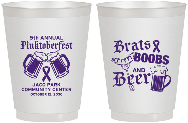 Personalized Awareness 16 oz Frosted Cups - Brats Boobs Beer | 230012