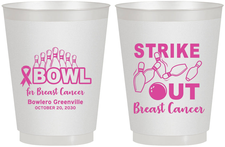 Personalized Awareness 16 oz Frosted Cups - Bowling Strike Out | 230015