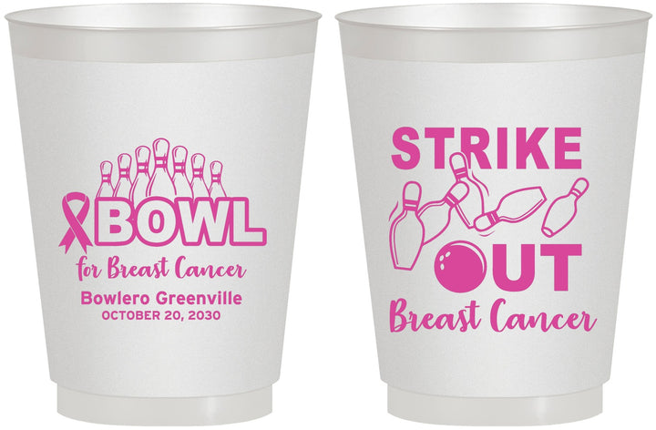 Personalized Awareness 16 oz Frosted Cups - Bowling Strike Out | 230015