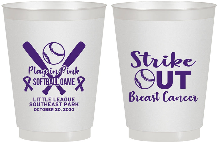 Personalized Awareness 16 oz Frosted Cups - Baseball Strick Out | 230016