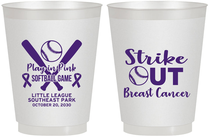 Personalized Awareness 16 oz Frosted Cups - Baseball Strick Out | 230016