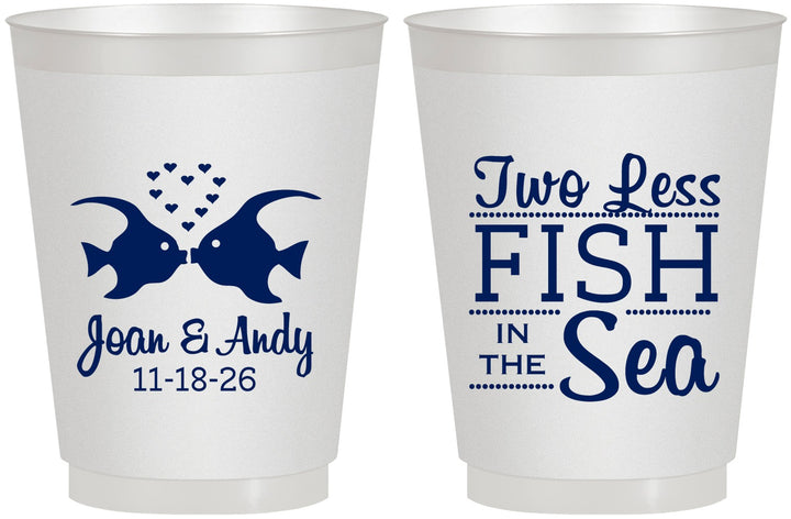 Personalized Wedding 16 oz Frosted Cups - Two Less Fish In The Sea | 231