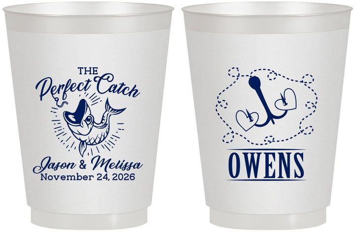 Personalized Wedding 16 oz Frosted Cups - The Perfect Catch | 232