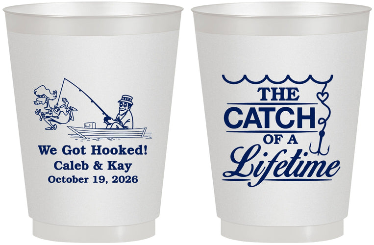 Personalized Wedding 16 oz Frosted Cups - Catch Of A Lifetime | 234