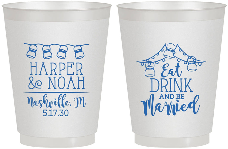 Personalized Wedding 16 oz Frosted Cups - Eat Drink Be Married | 235