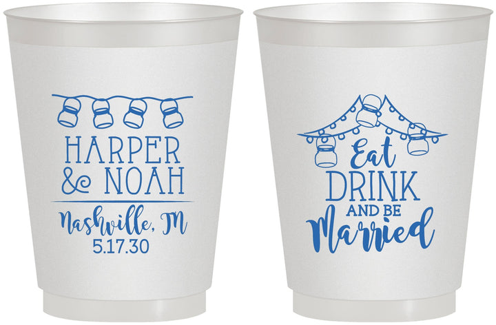 Personalized Wedding 16 oz Frosted Cups - Eat Drink Be Married | 235
